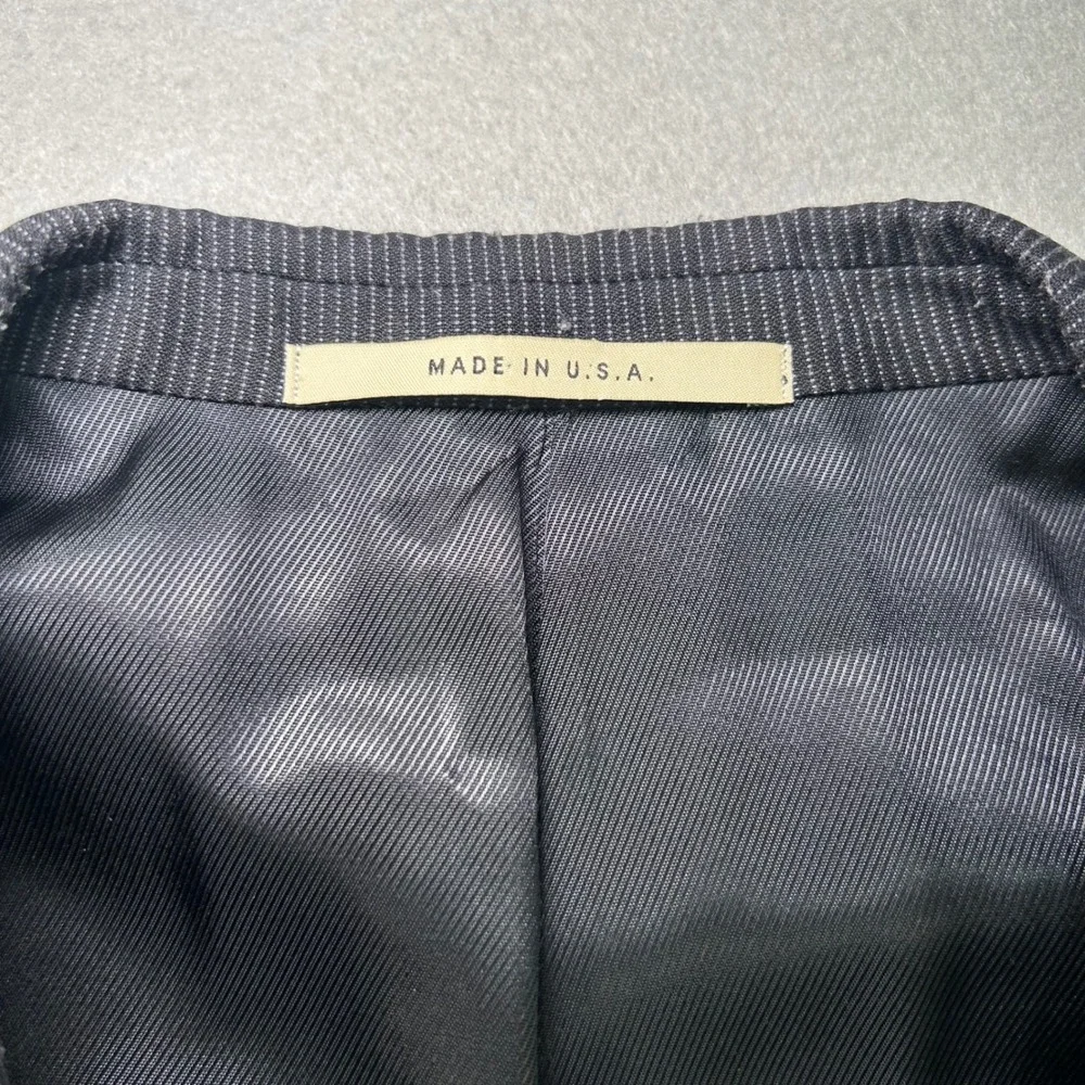 Burberry Blazer Men 46 Long Navy Blue Pinstripe Wool Kensington Sport Coat USA